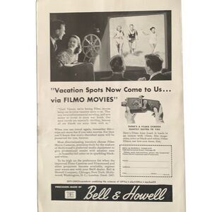 Vintage 1945 Bell & Howell Filmo Movies Ad Advertisement